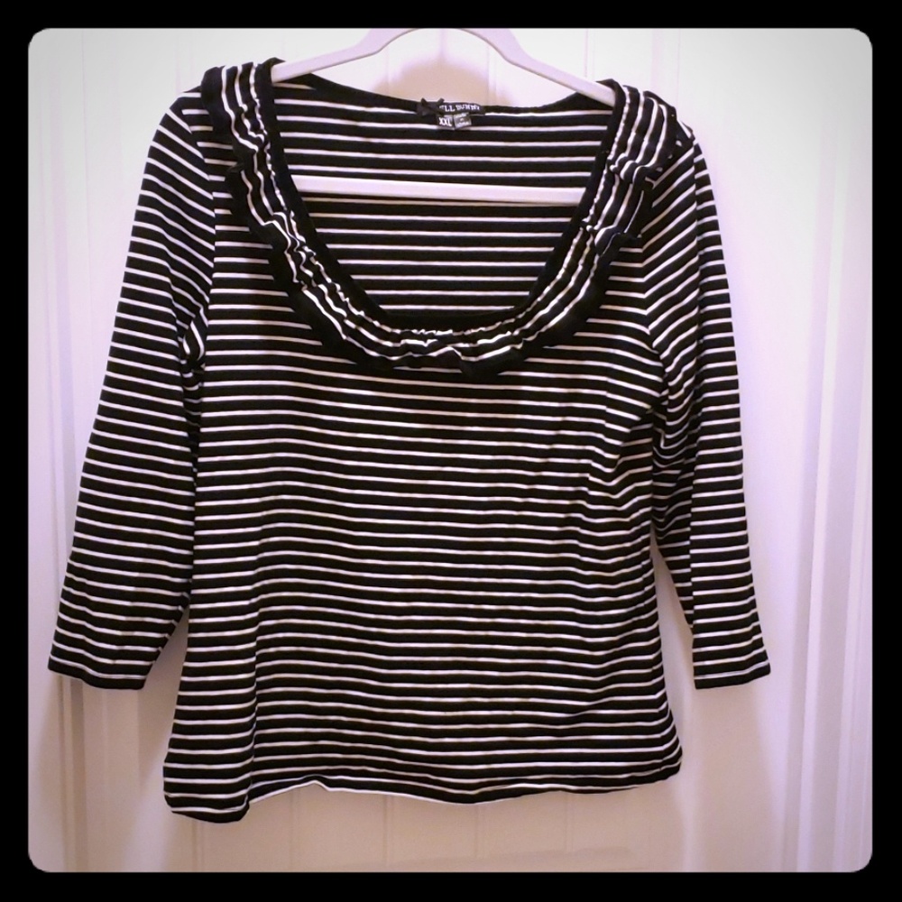 Hell Bunny Black & White Striped Top